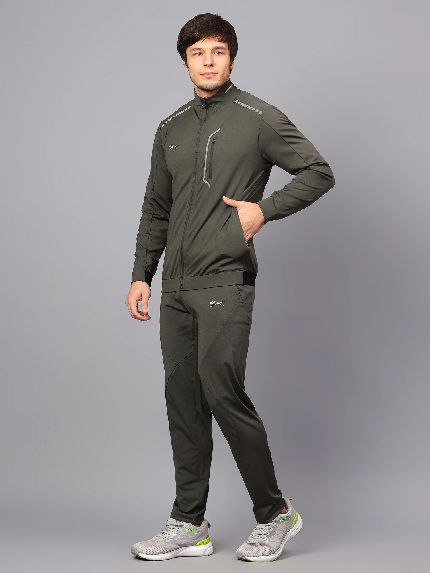 Olive Green Dobby Track Suit for Men