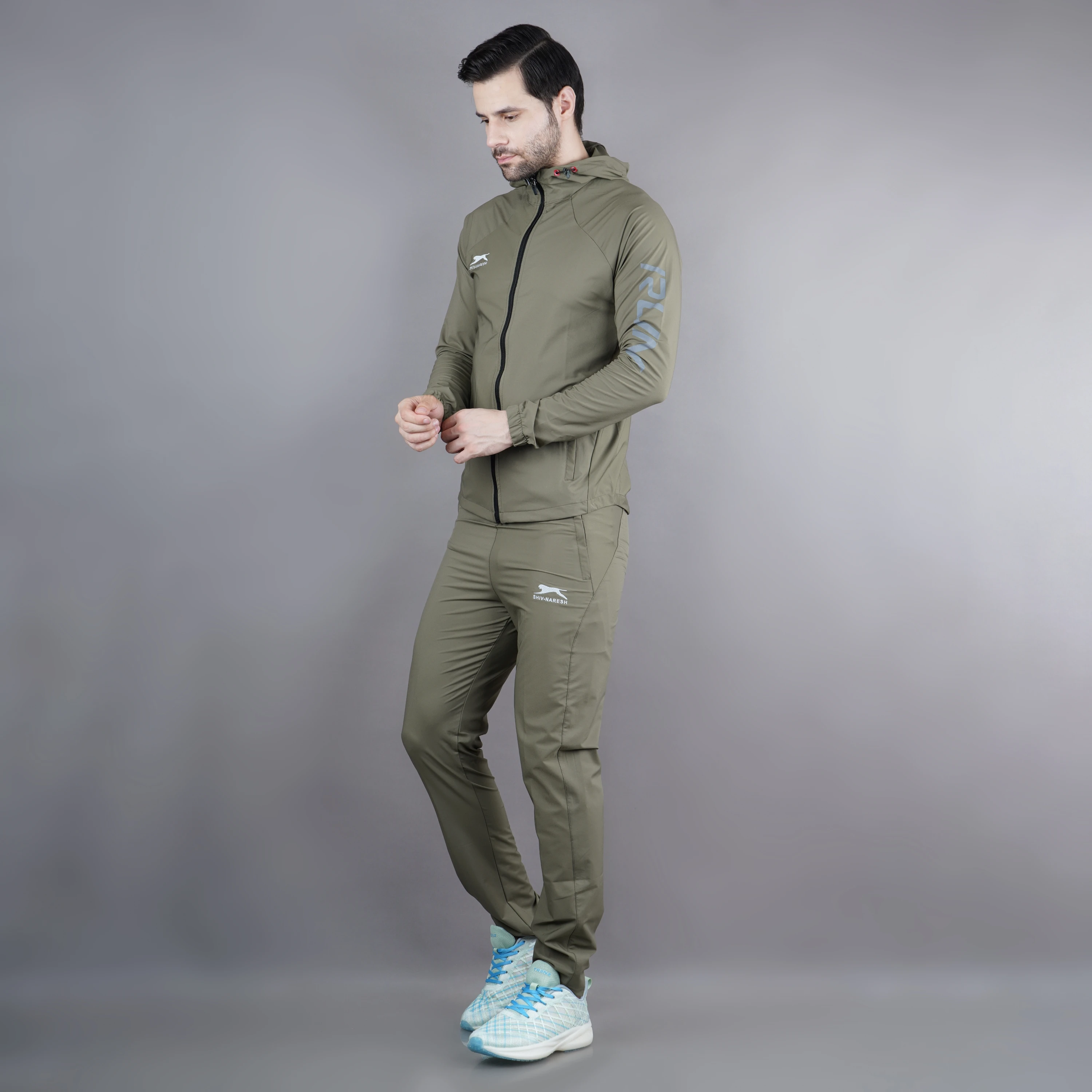 Shiv Naresh Olive Green Training Tracksuit for Men
