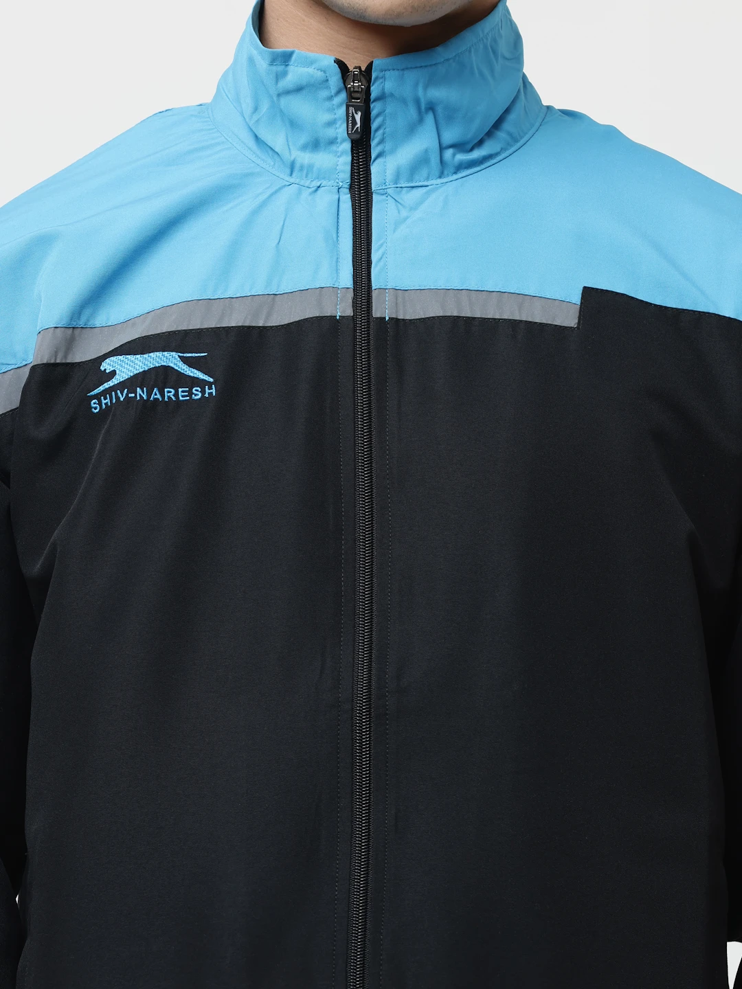 Men's Black & Cyan blue active tracksuit set