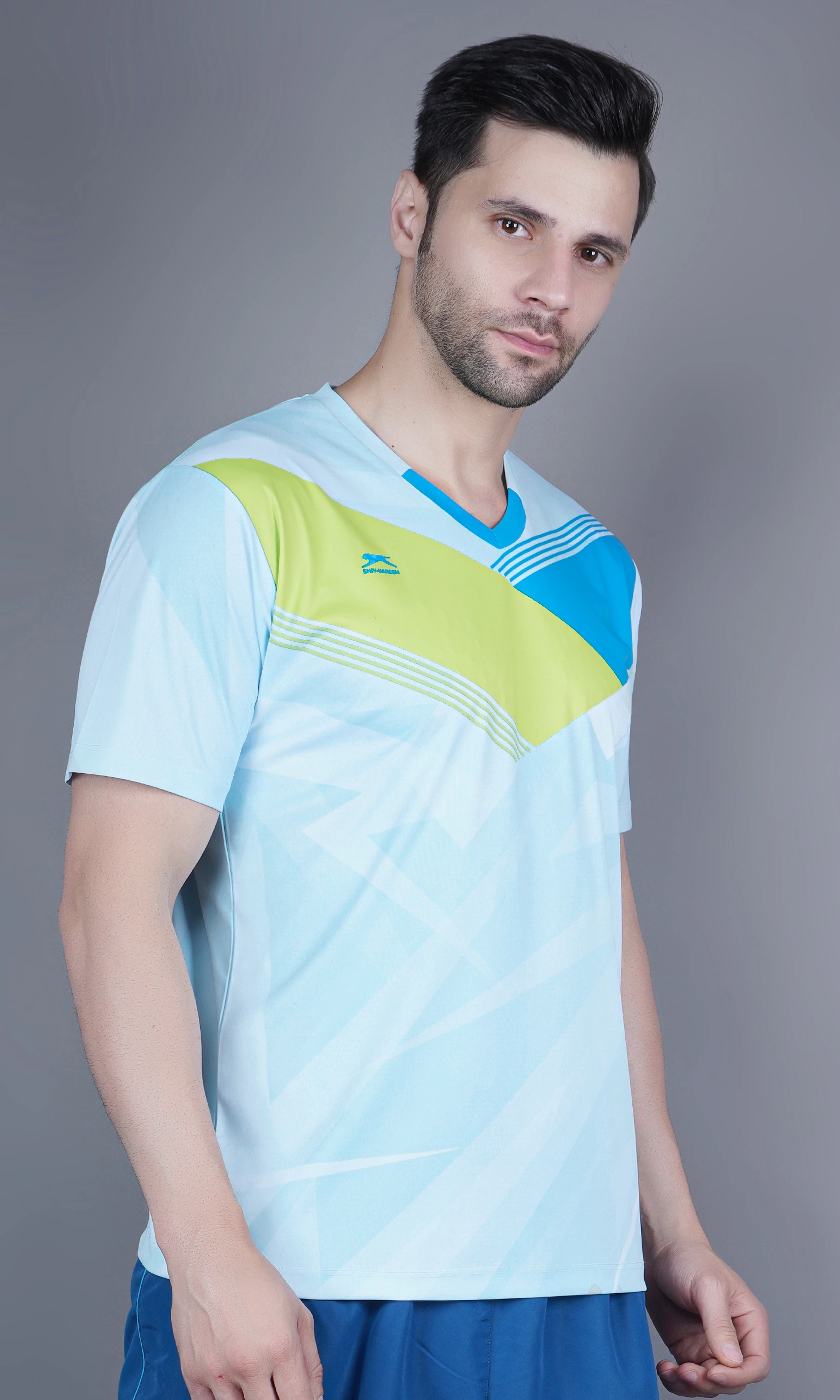 v neck t shirt blue