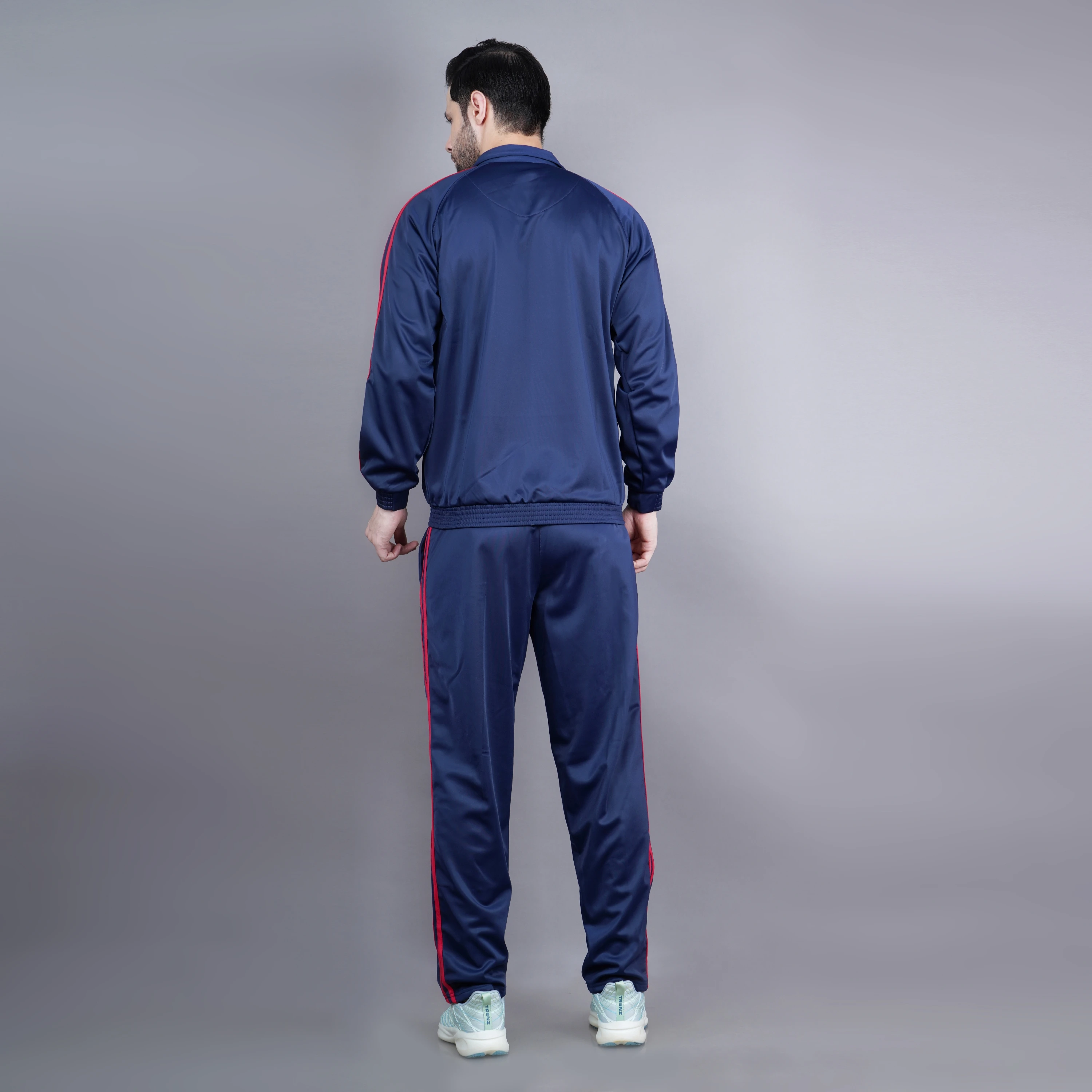 Men's navy blue & red Racer Trenz Poly tracksuit