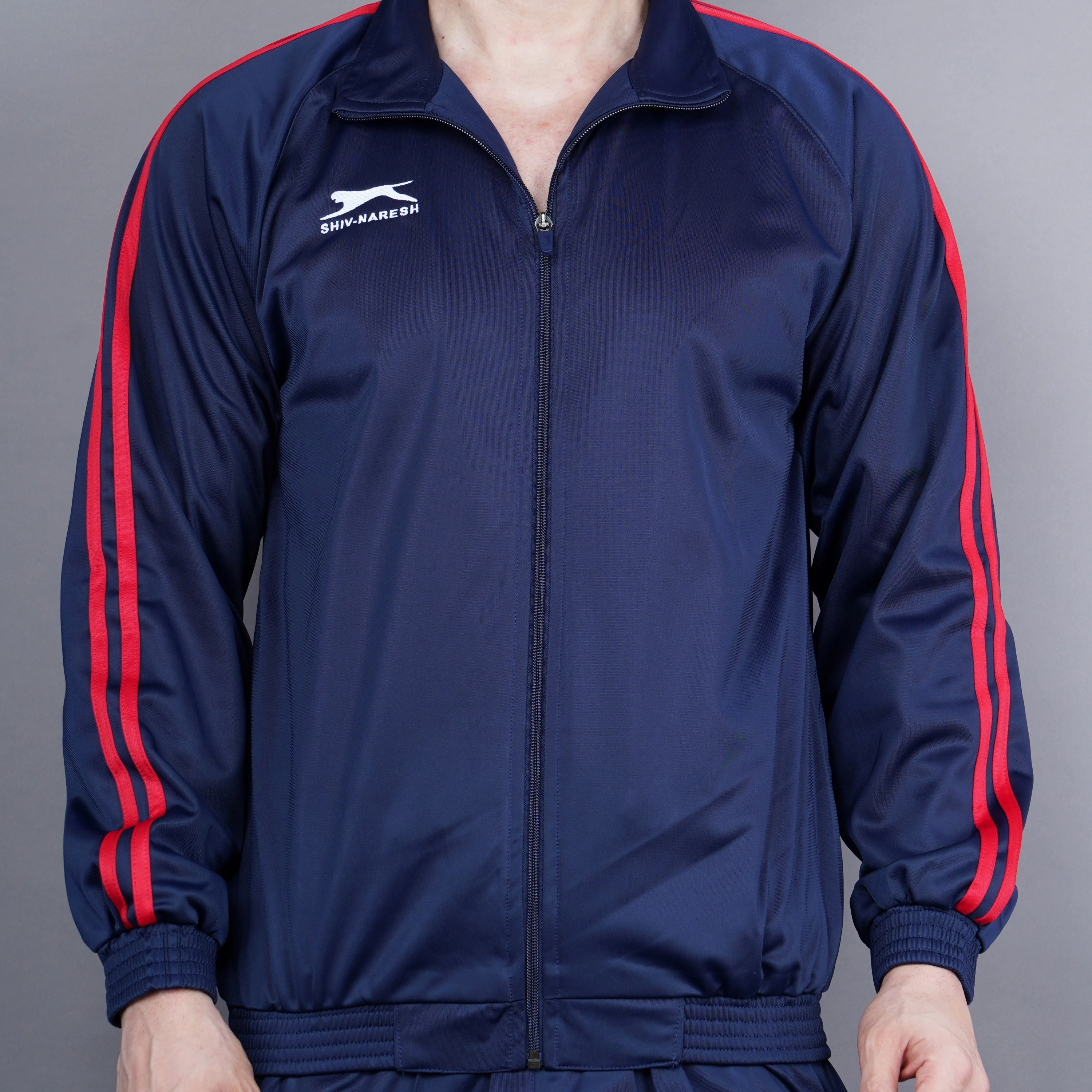 Men's navy blue & red Racer Trenz Poly tracksuit