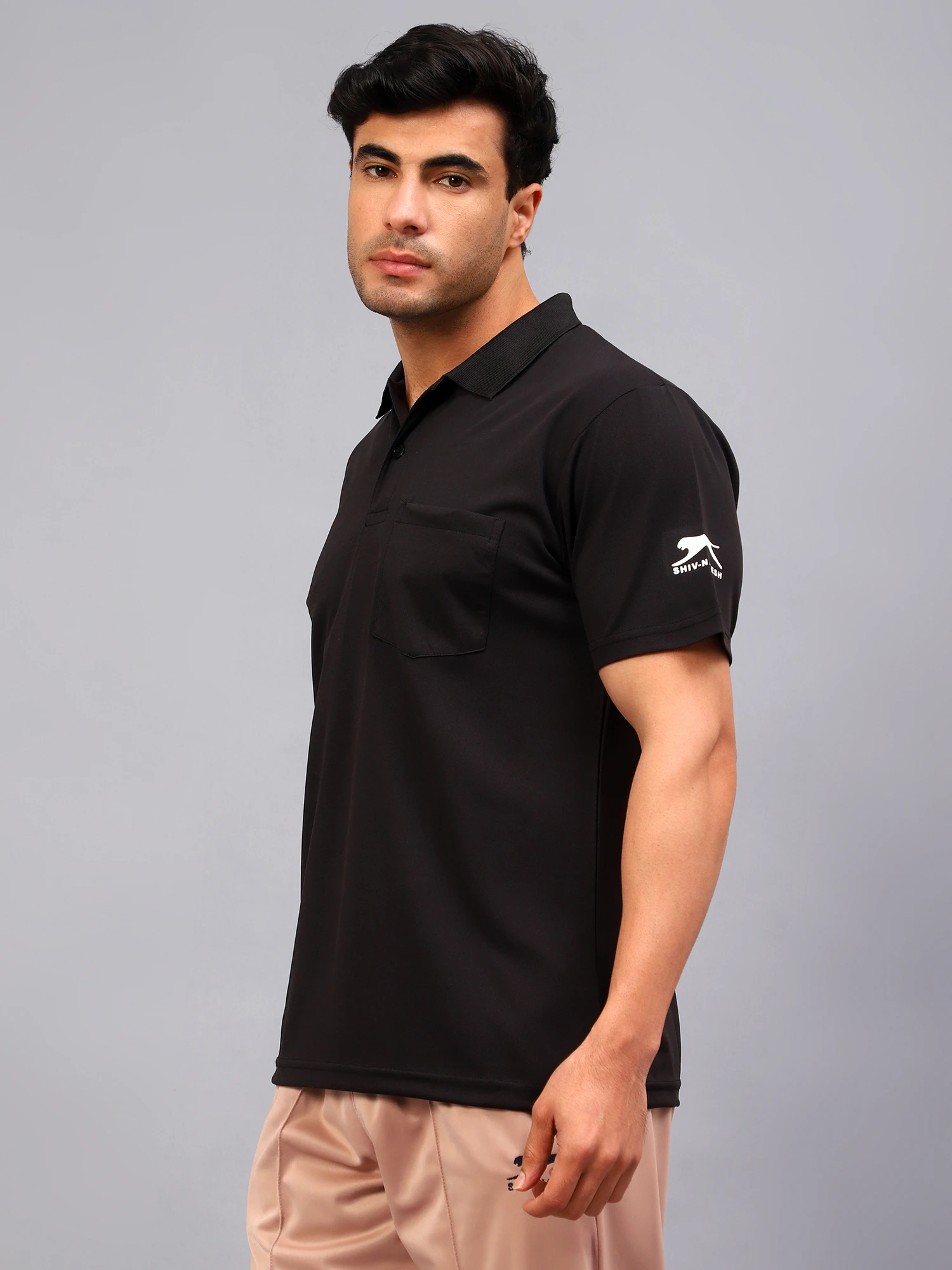 Black Polo T-Shirt for Men Regular Fit Casual Sportswear India