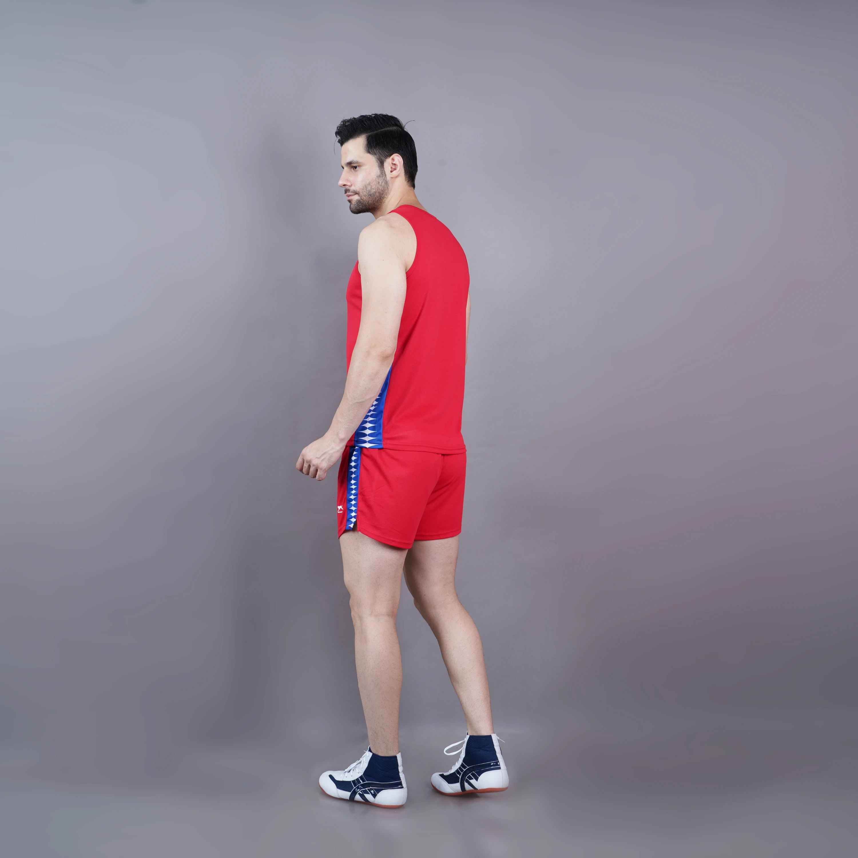 Red royal classic print men’s athletic set