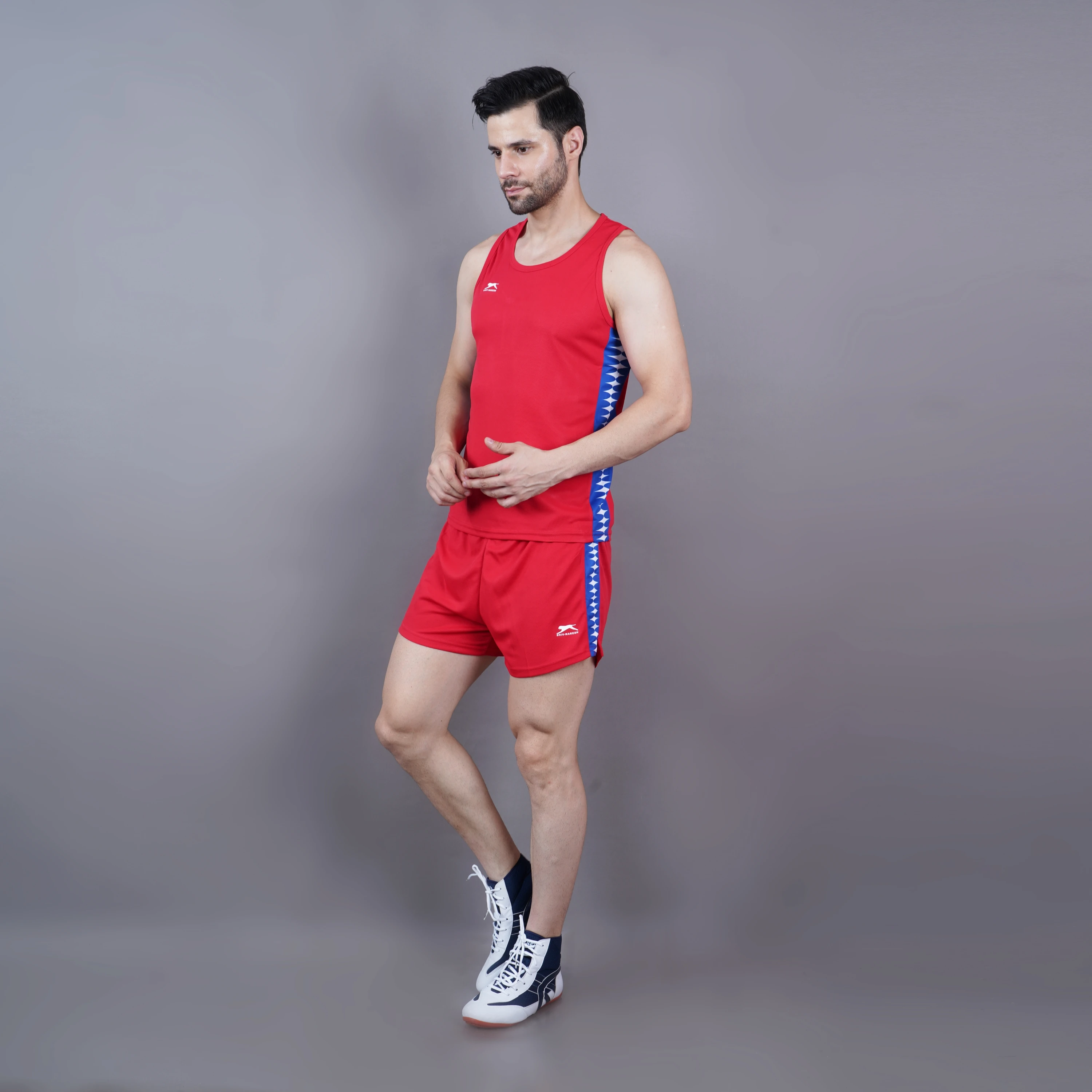 Red royal classic print men’s athletic set