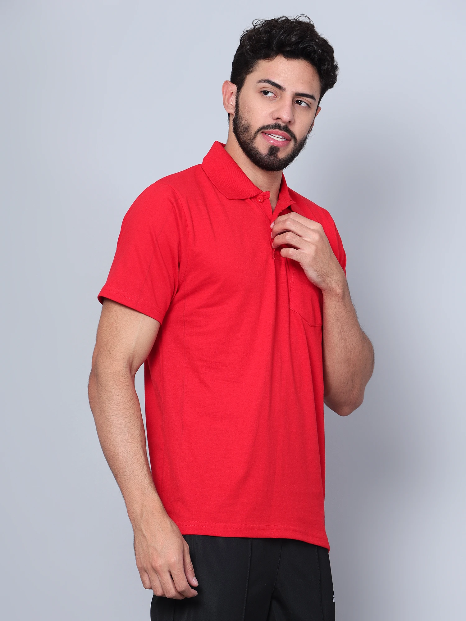 Men’s Red Polo T-Shirt Flat Collar Cotton Sports Casual India