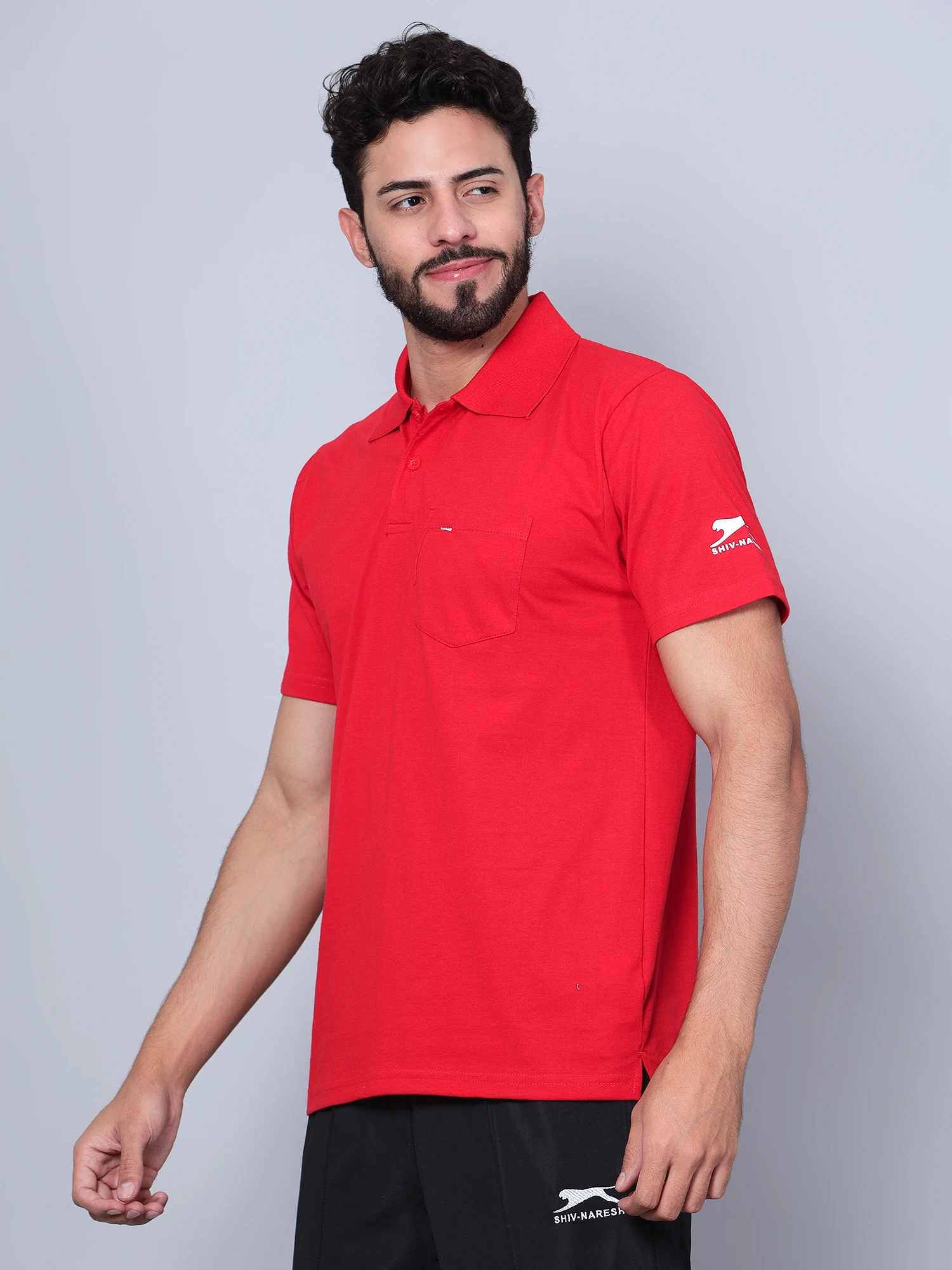 Men’s Red Polo T-Shirt Flat Collar Cotton Sports Casual India