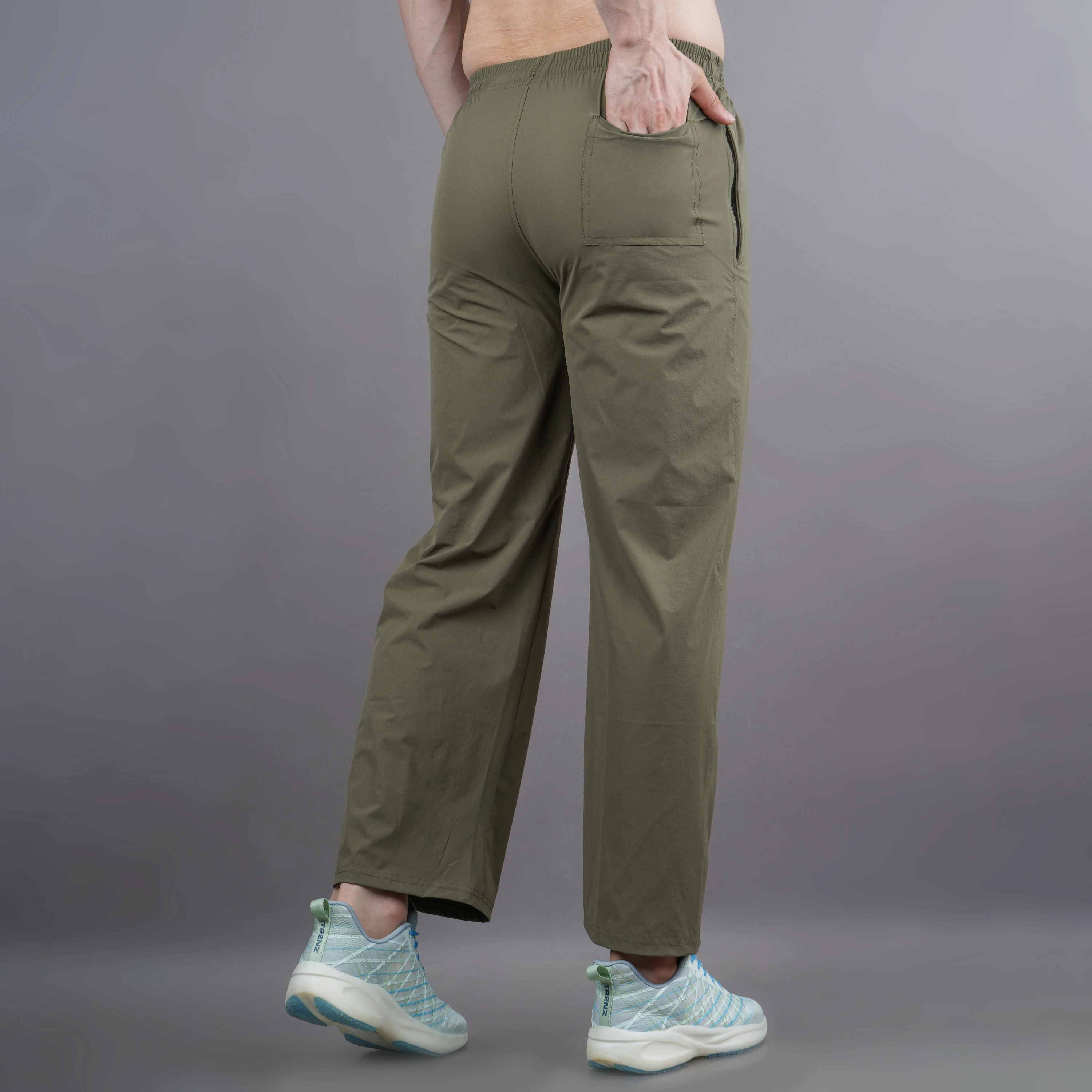 Olive Green Straight Fit Ultrawave Pants for Men