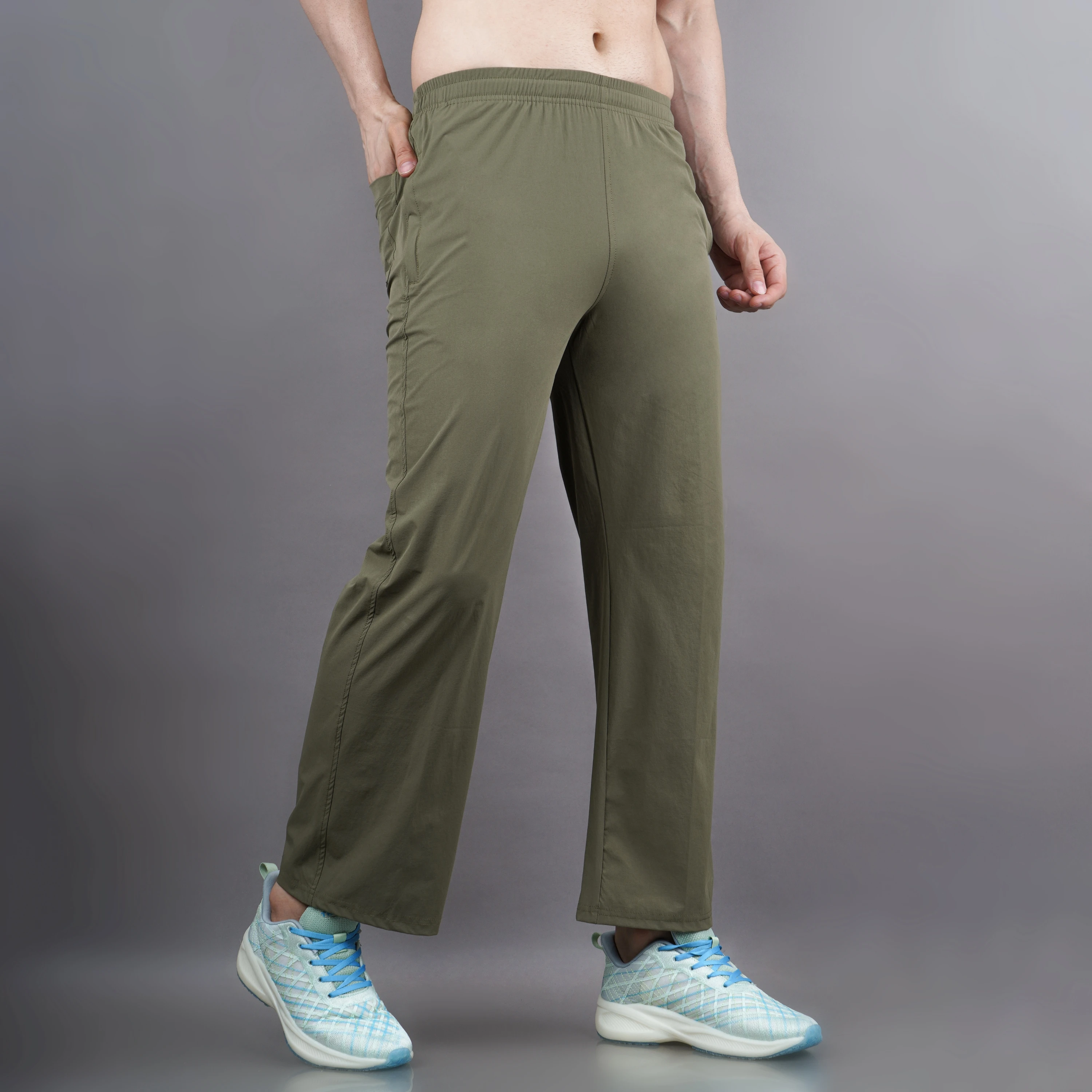 Olive Green Straight Fit Ultrawave Pants for Men