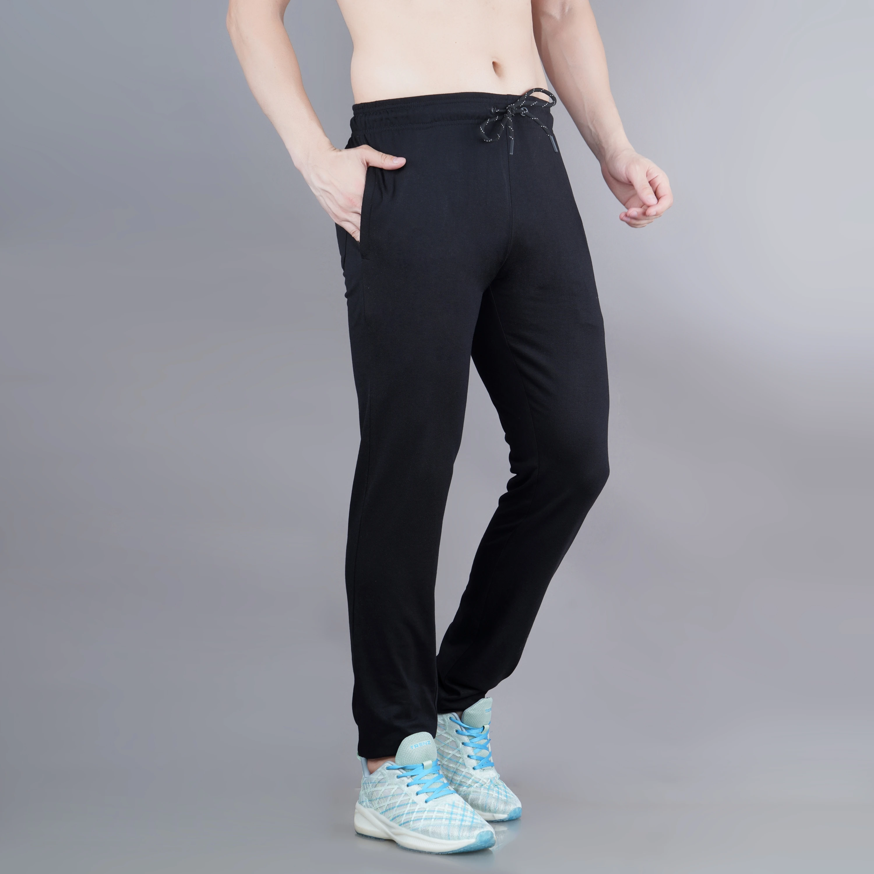 Black Poly Cotton Lowers for Men