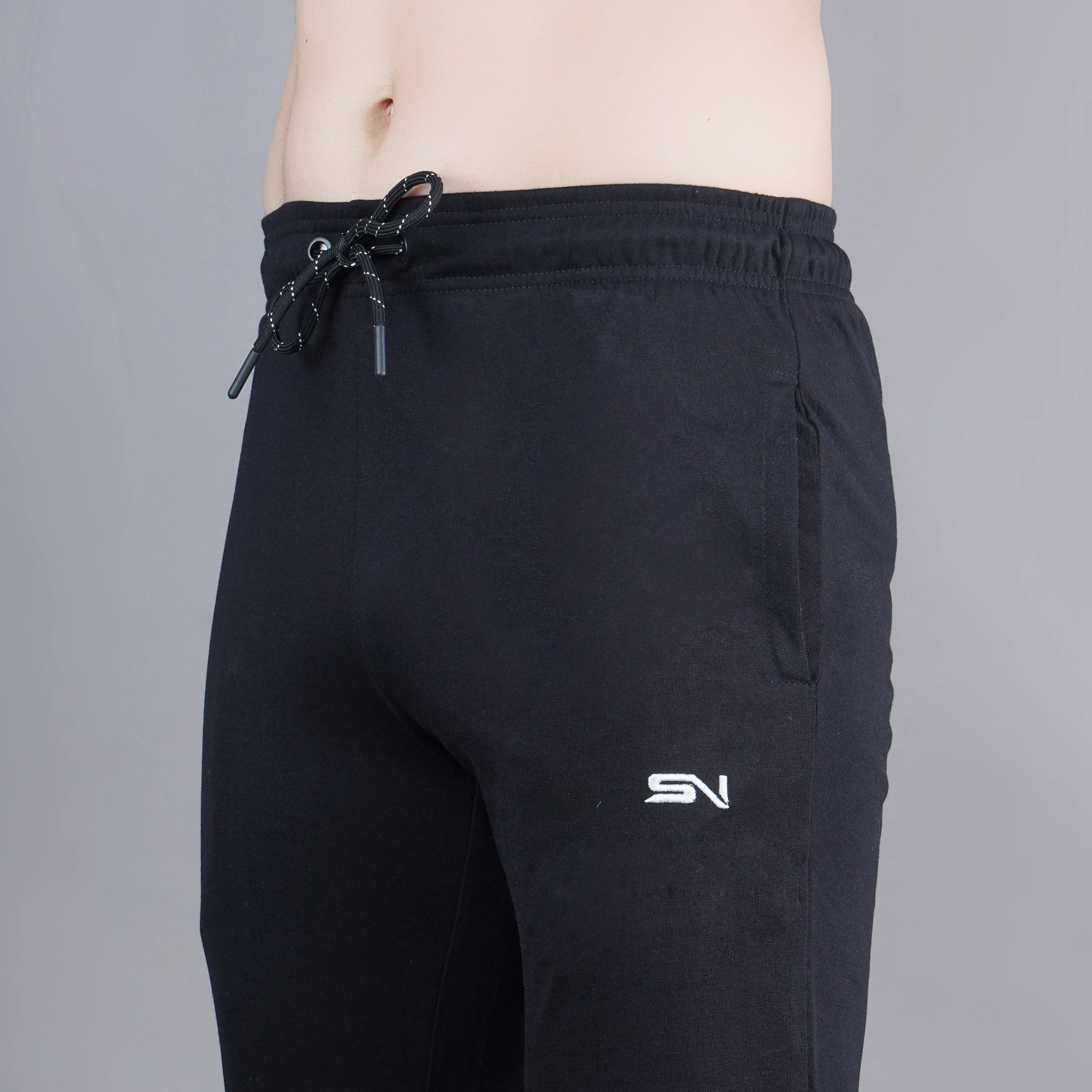 Black Poly Cotton Lowers for Men