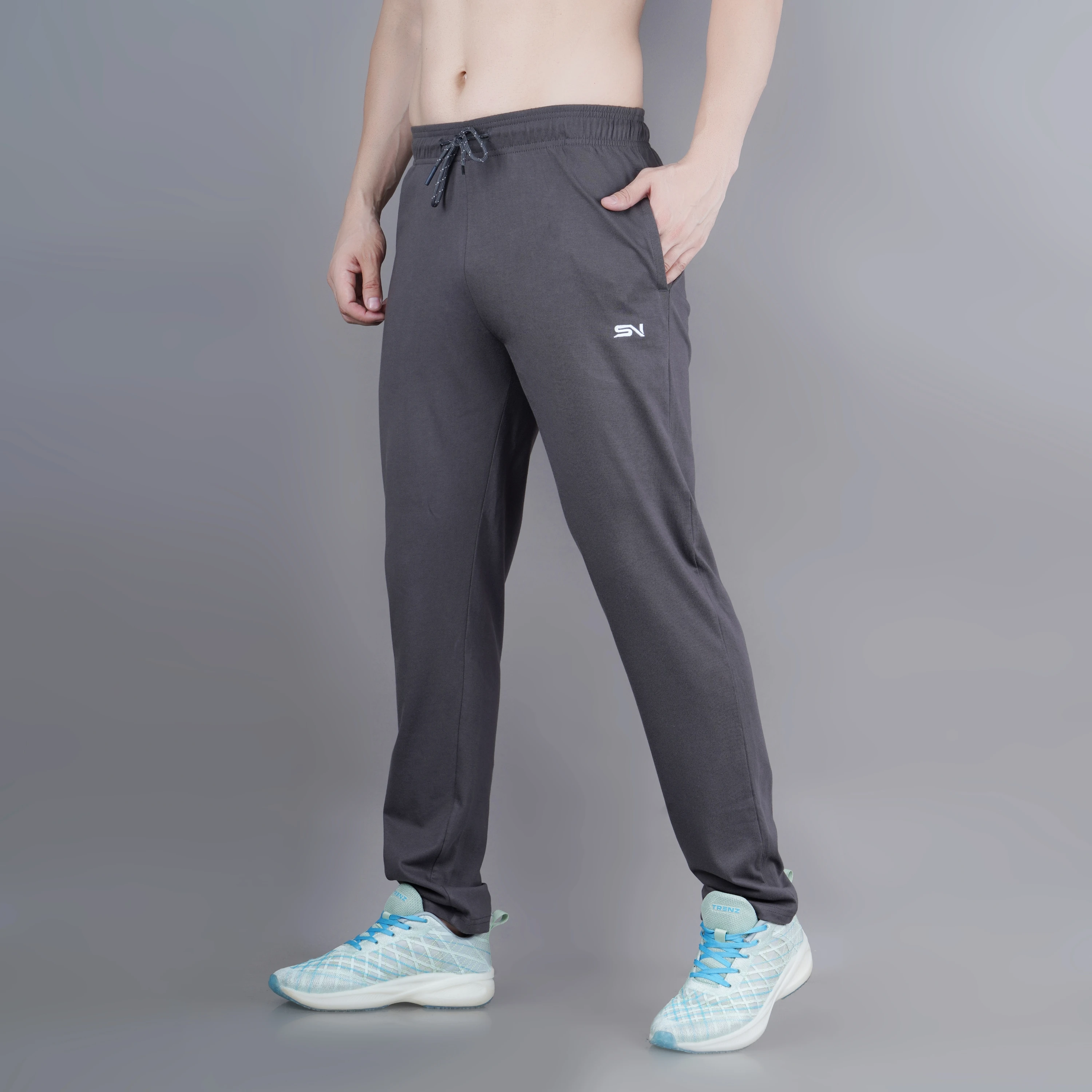 Dark Grey Poly Cotton Lowers for Men