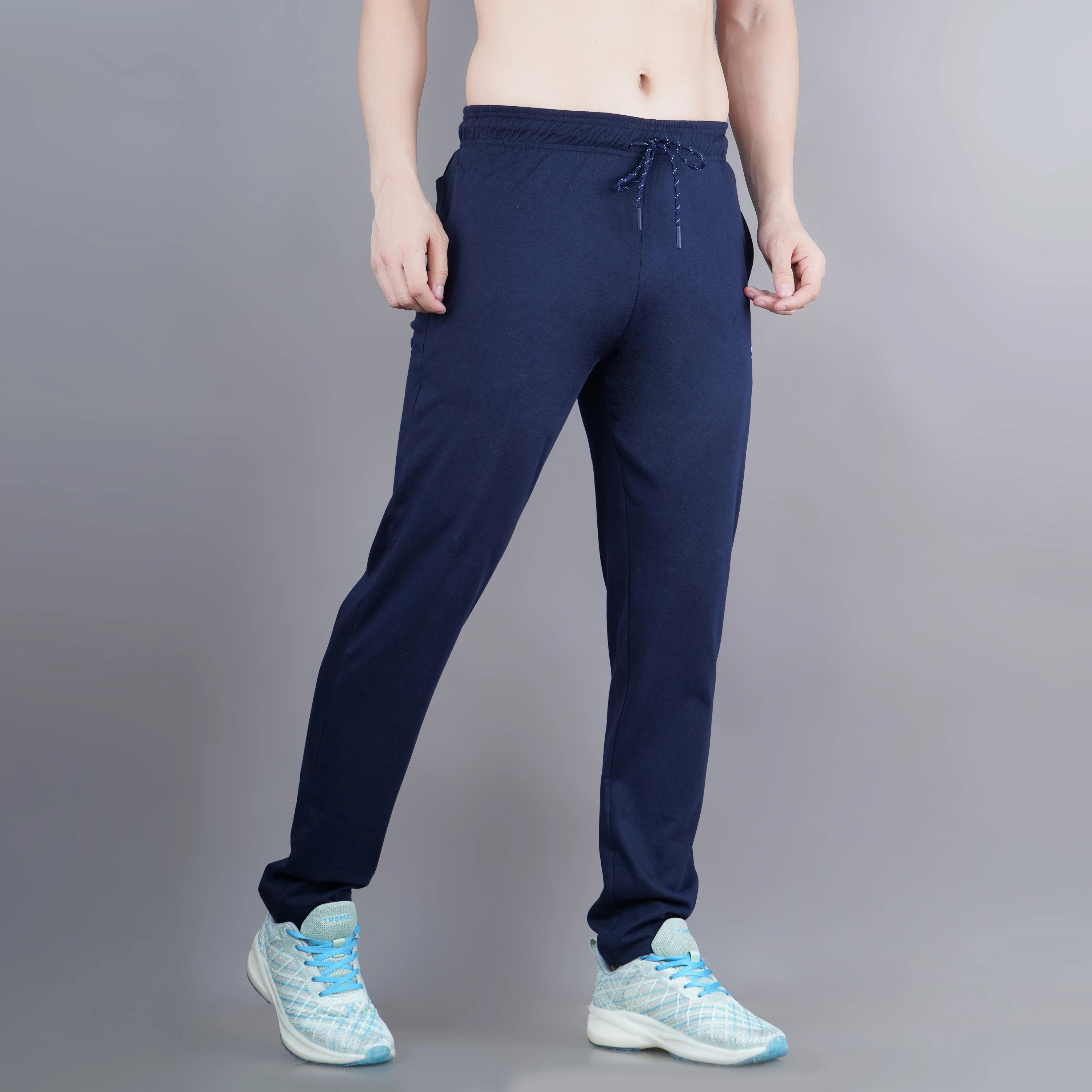 Navy Blue Poly Cotton Lowers for Men