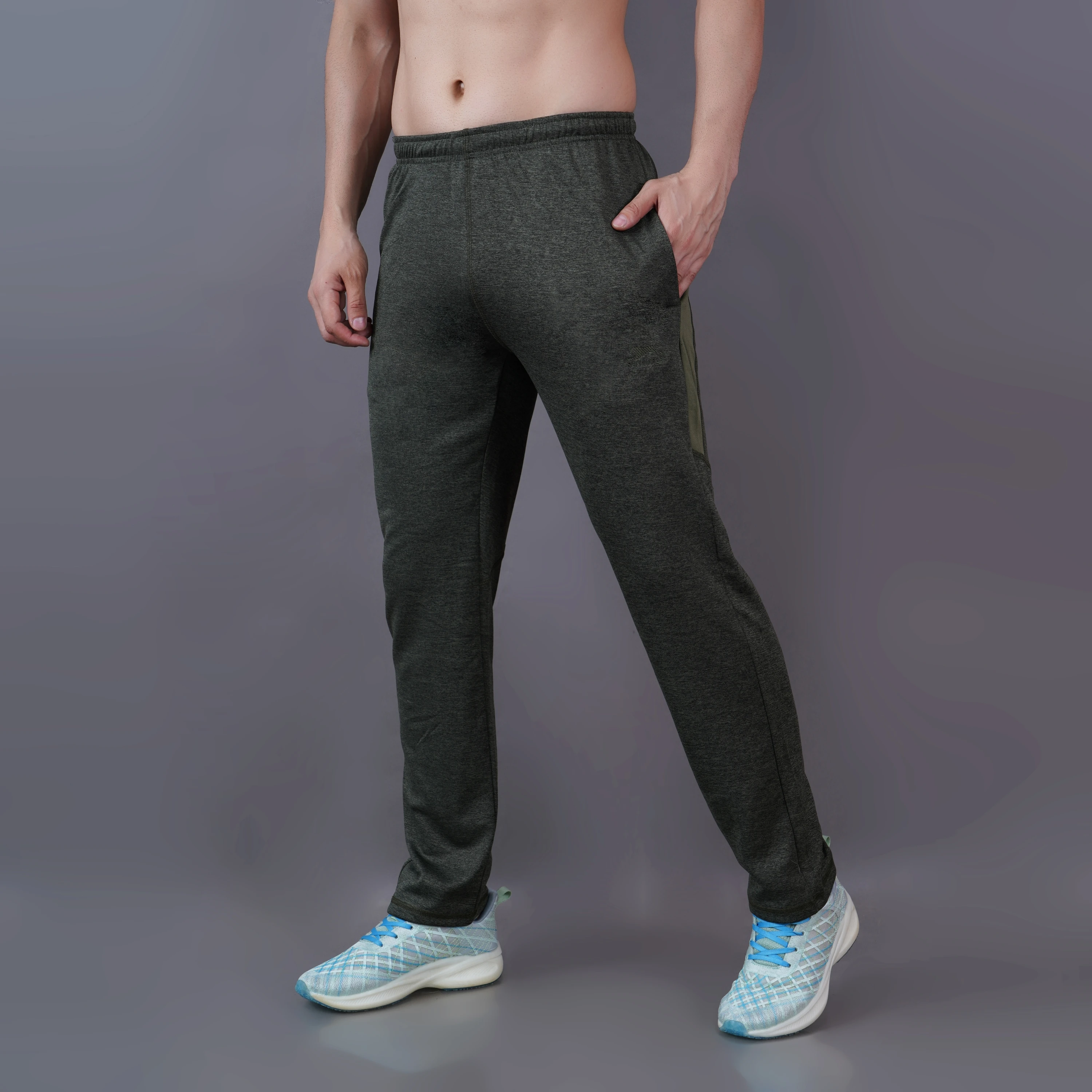 Olive Green Flex Stride Track Pants for Men