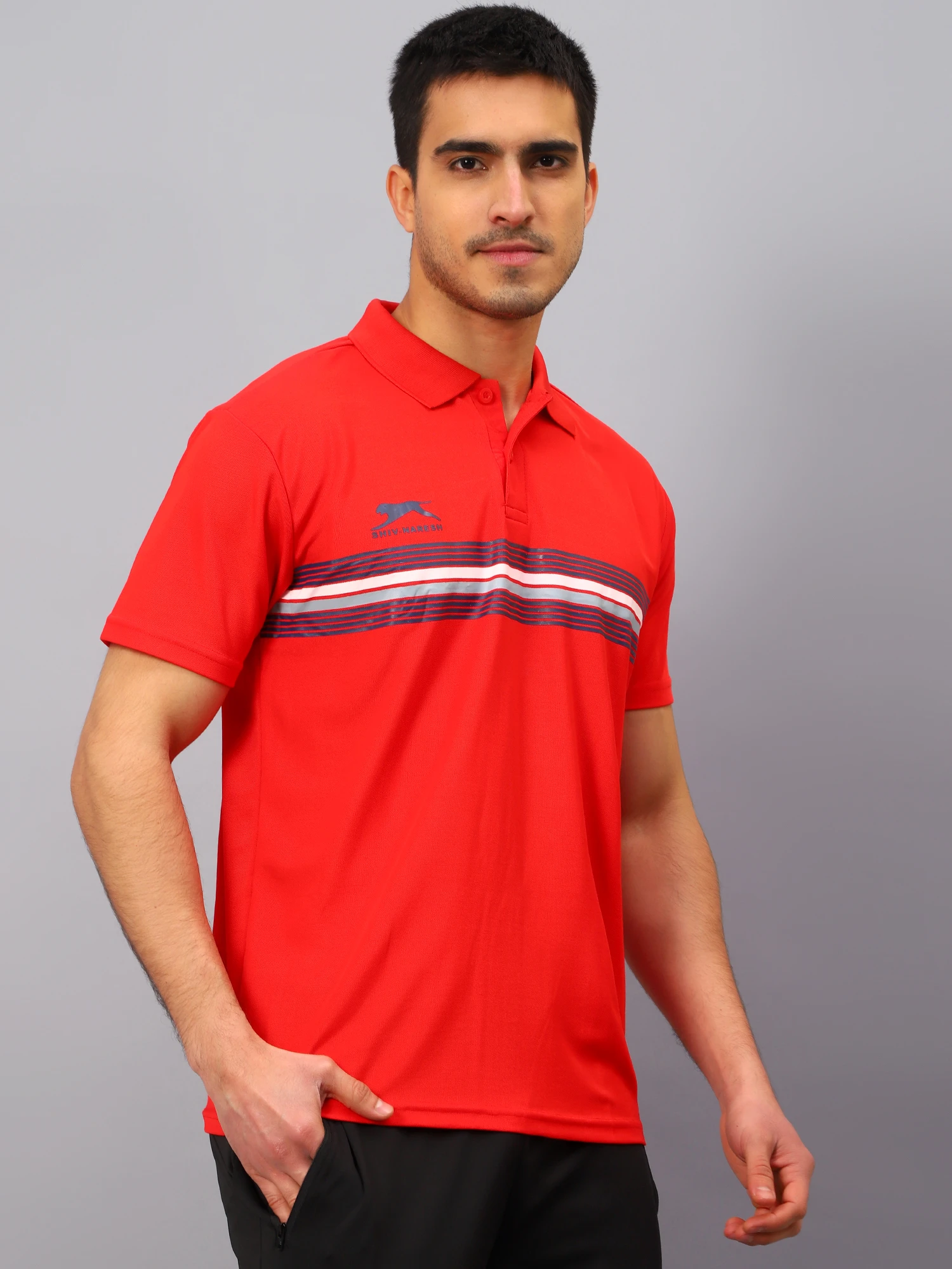 Men’s Red Nautical Cotton Polo T-Shirt – Shiv Naresh