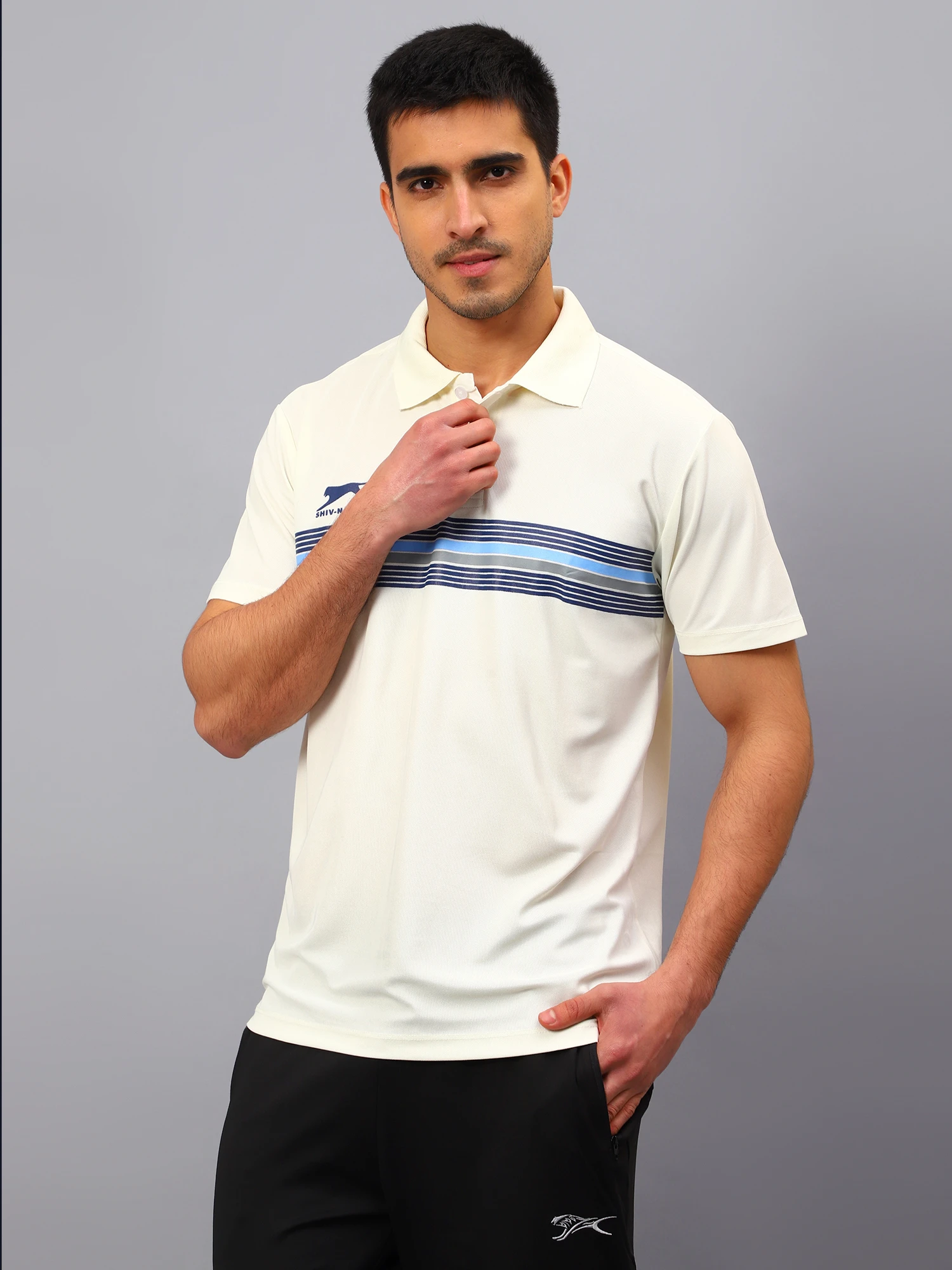 Men’s White Cotton Polo T-Shirt – Nautical Collar Design