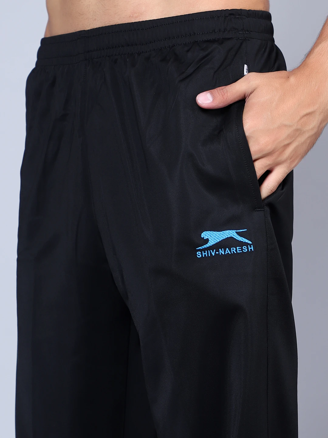 Shiv Naresh Men's Smart Fit Black Cyan Track Suit