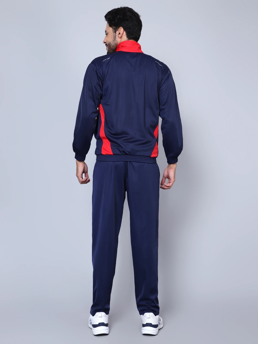 Shiv Naresh Men's Smart Fit Navy Blue Red Track Suit
