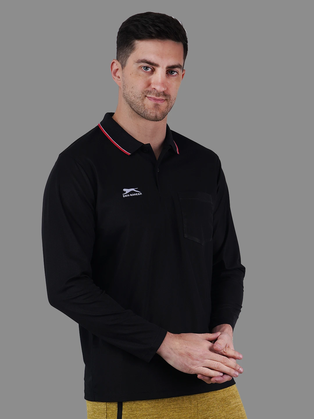 full sleeve polo shirt black