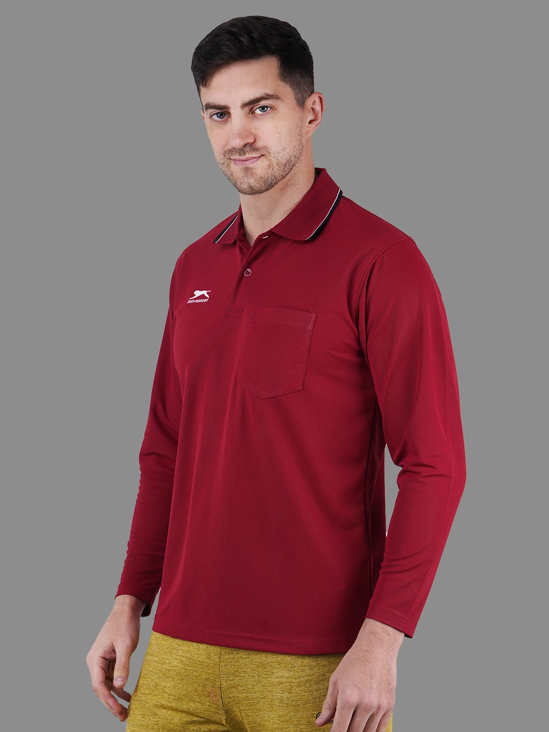 full sleeve polo shirt maroon