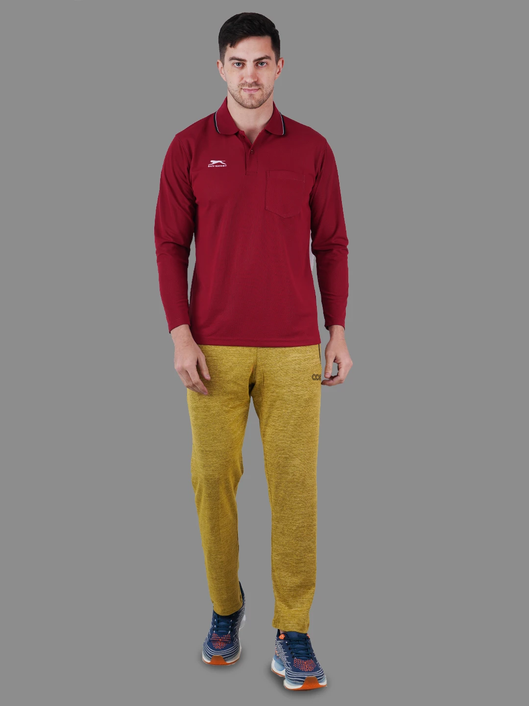 full sleeve polo shirt maroon