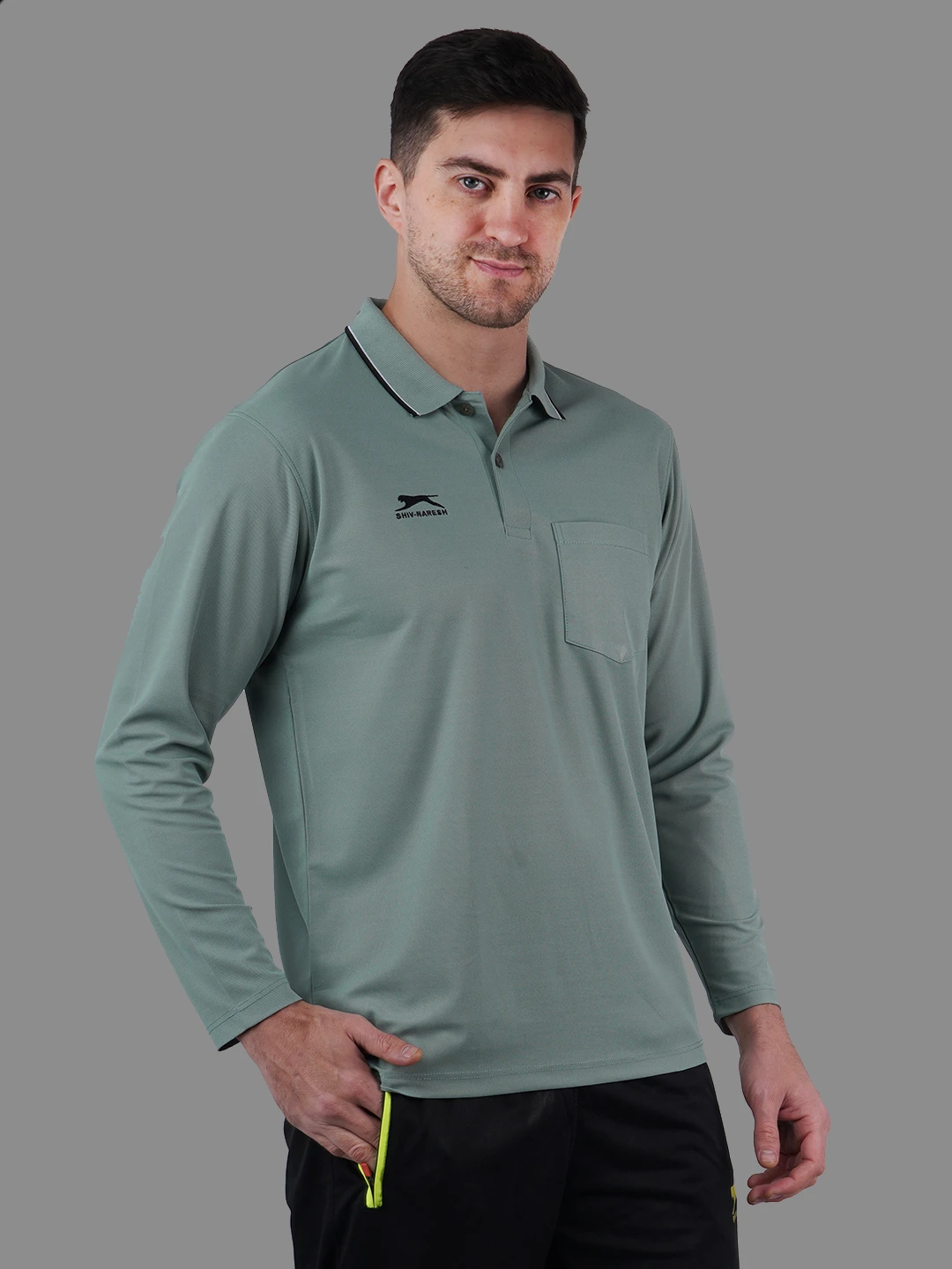 full sleeve polo shirt green