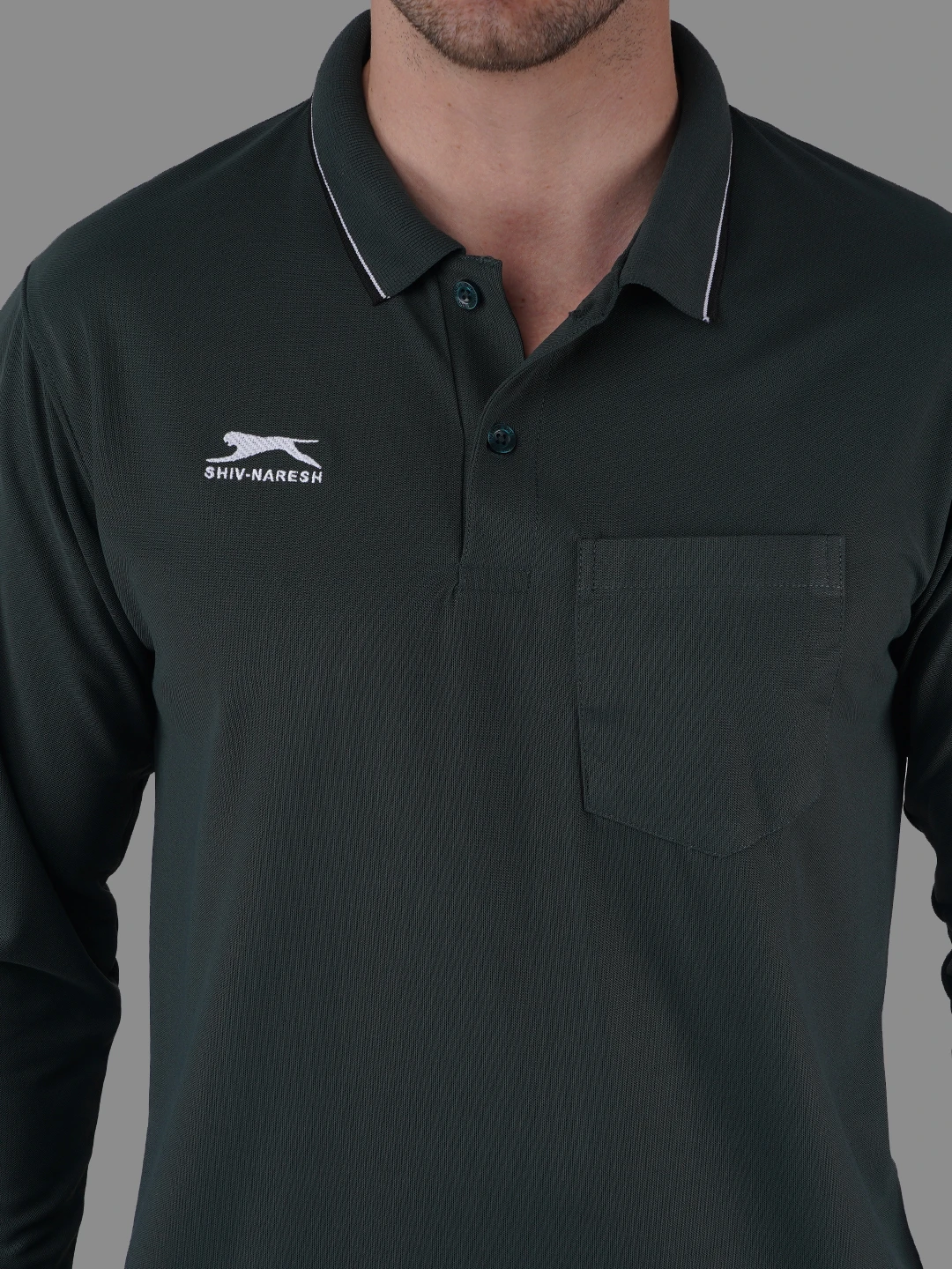 full sleeve polo shirt olive