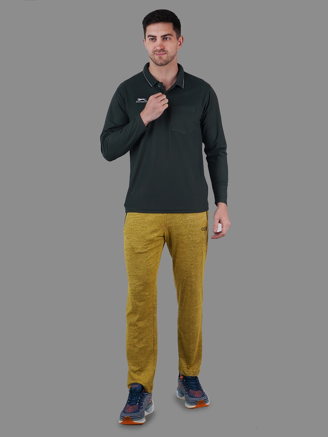 full sleeve polo shirt olive
