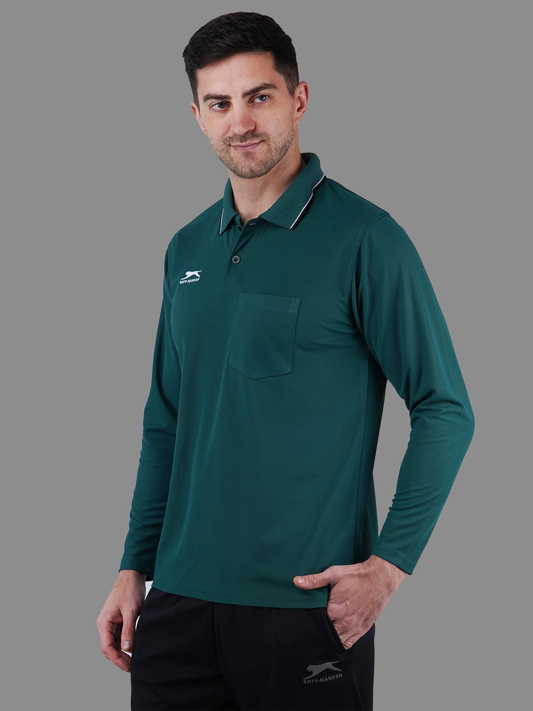 full sleeve polo shirt green