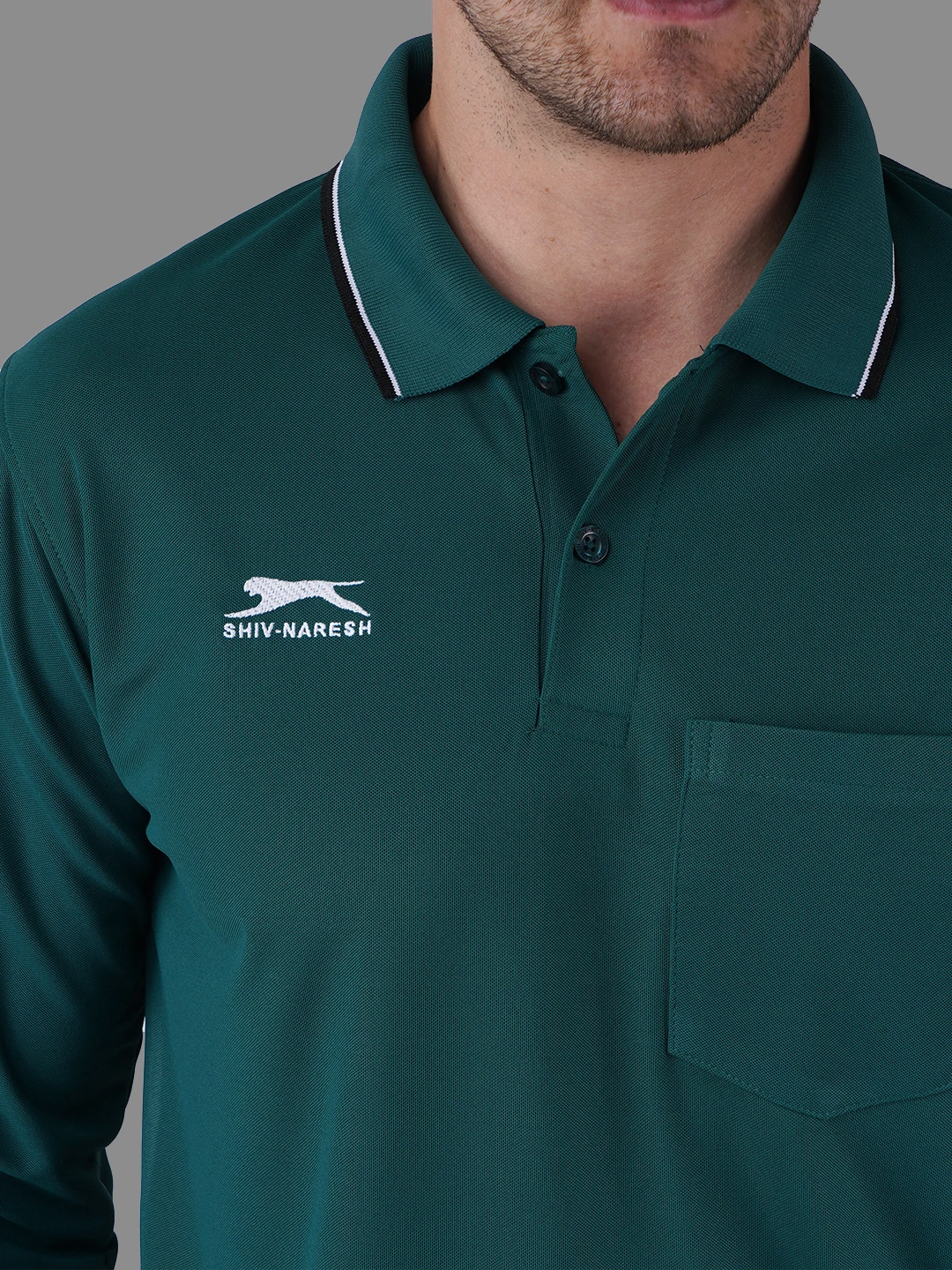 full sleeve polo shirt green
