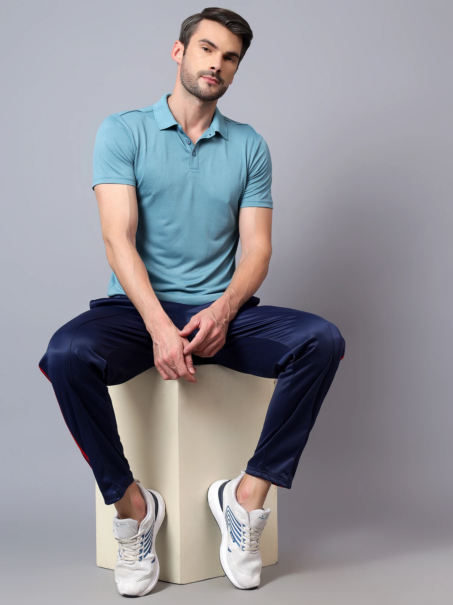 performance polo tee blue