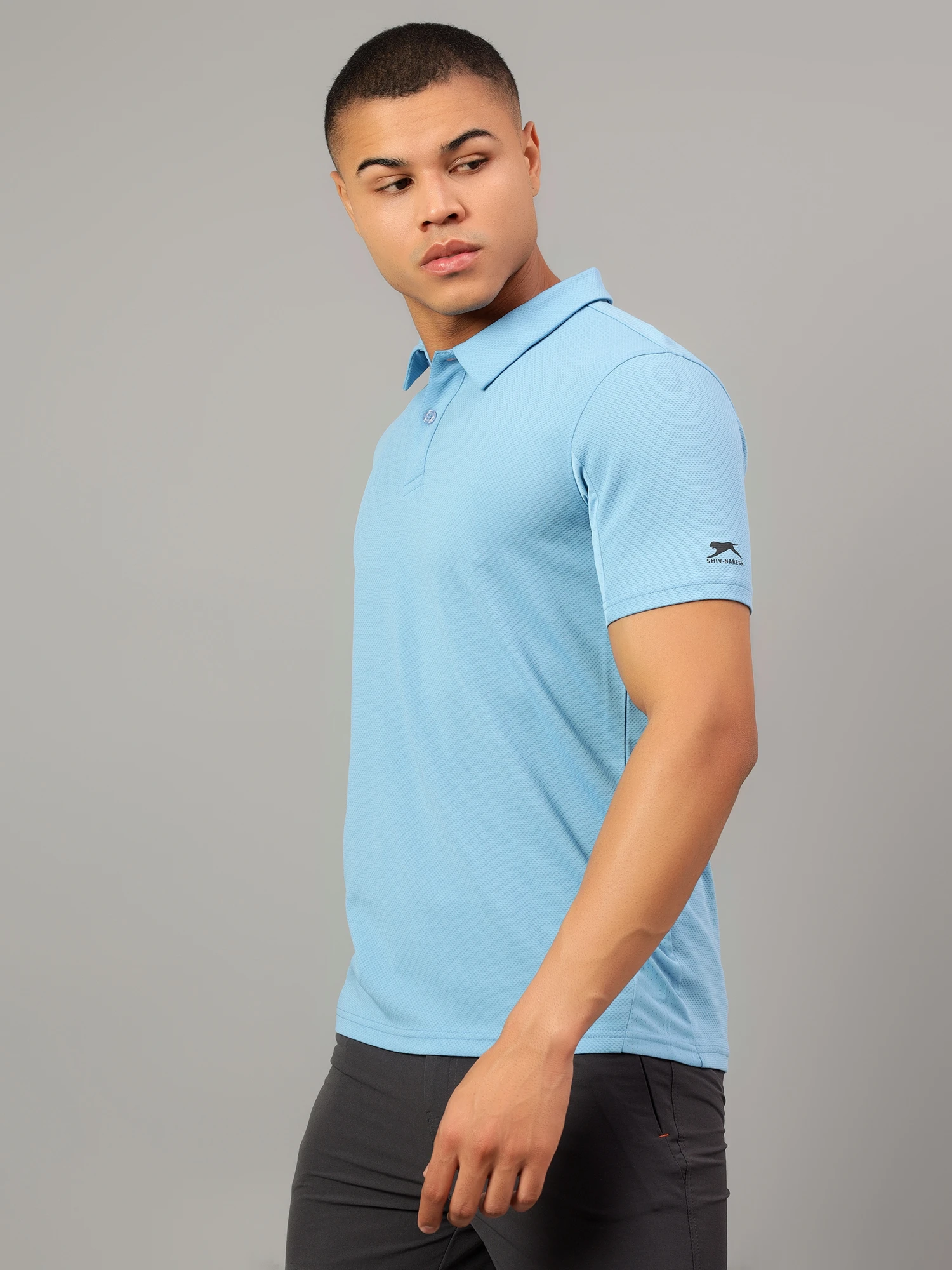 performance polo t shirt blue