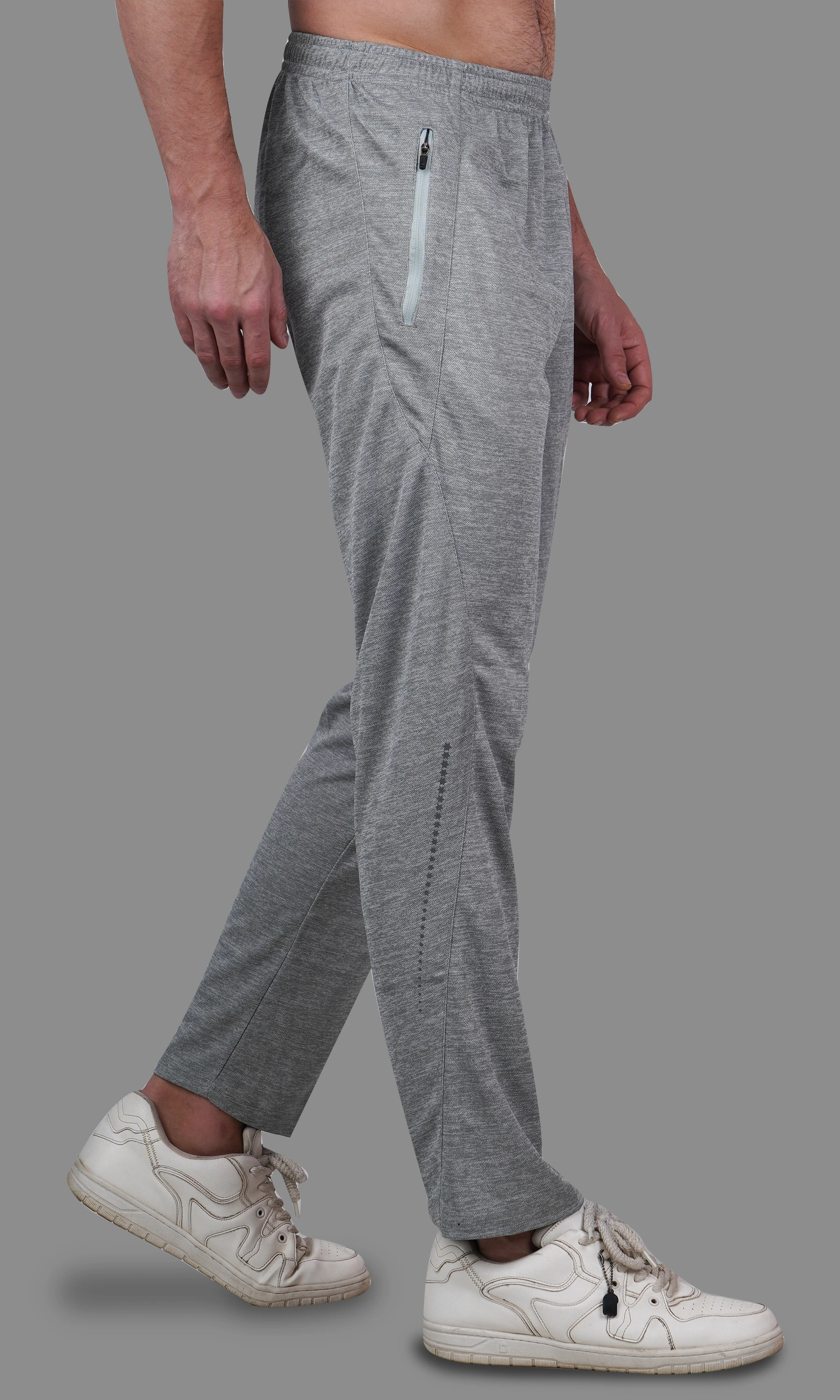 grey track pants zipper