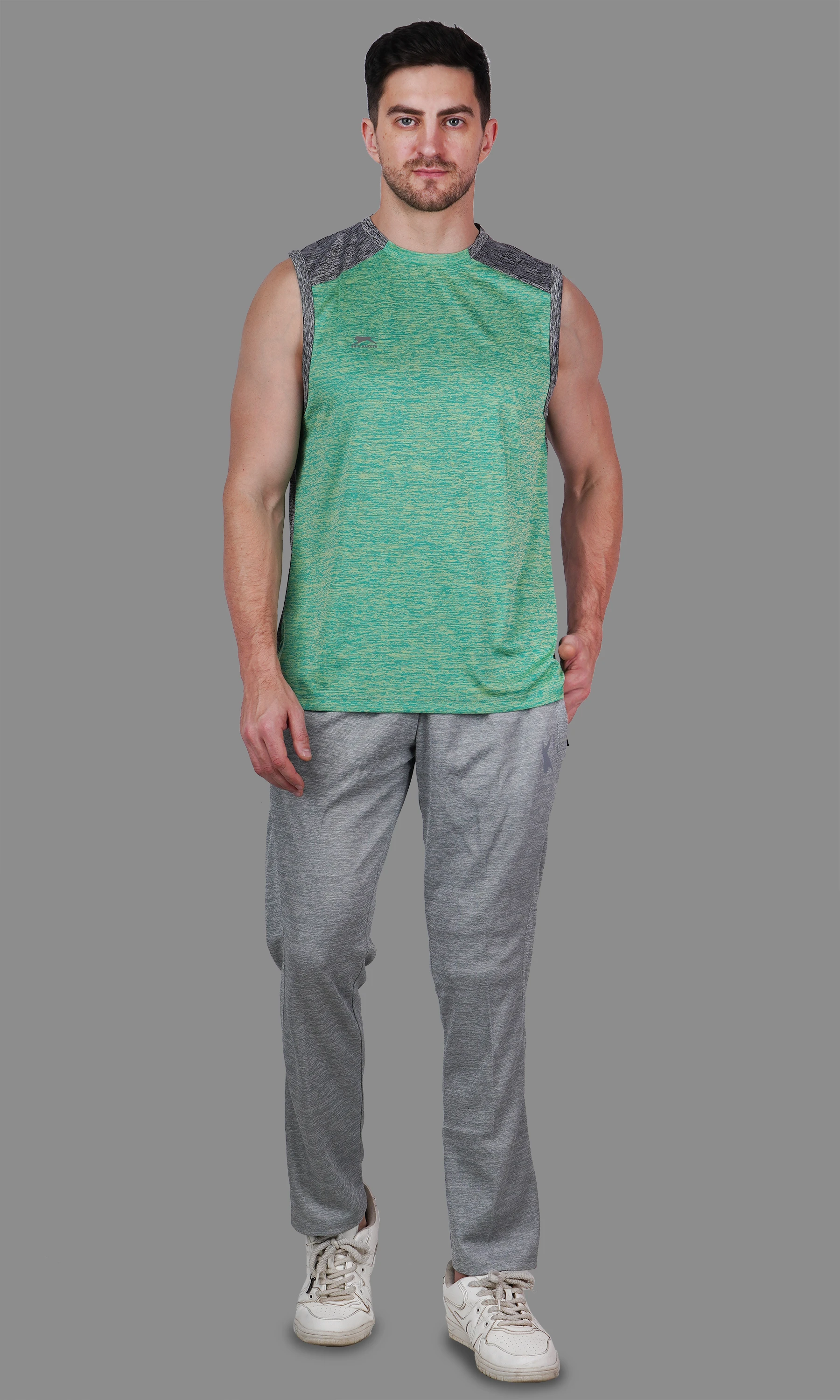 grey track pants zipper