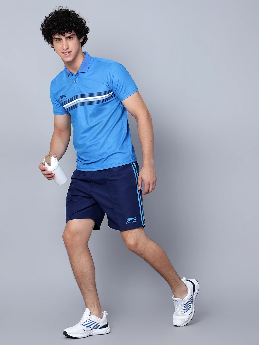Shivnaresh Navy Blue Cyan Regular Fit Shorts for men