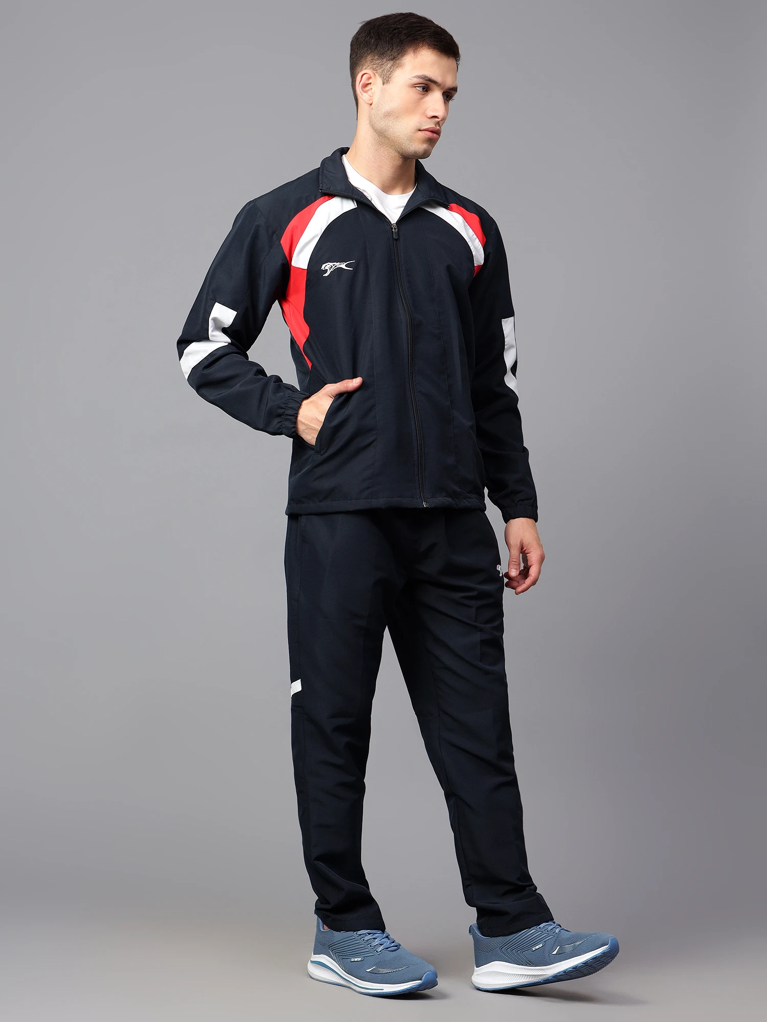Shivnaresh Training Navy Blue & Red Track Suit for men