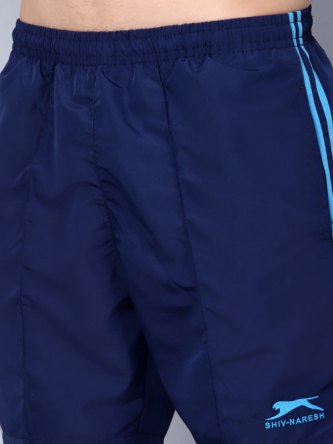 Shivnaresh Navy Blue Cyan Regular Fit Shorts for men