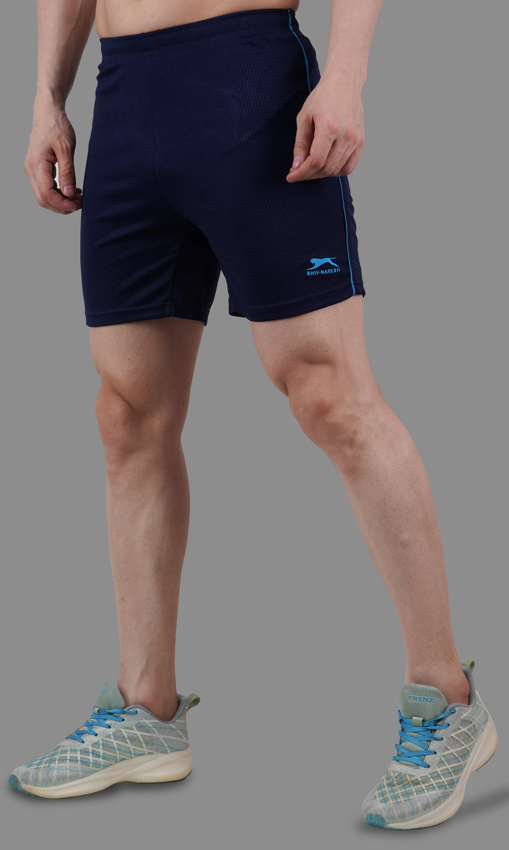 football shorts navy cyan