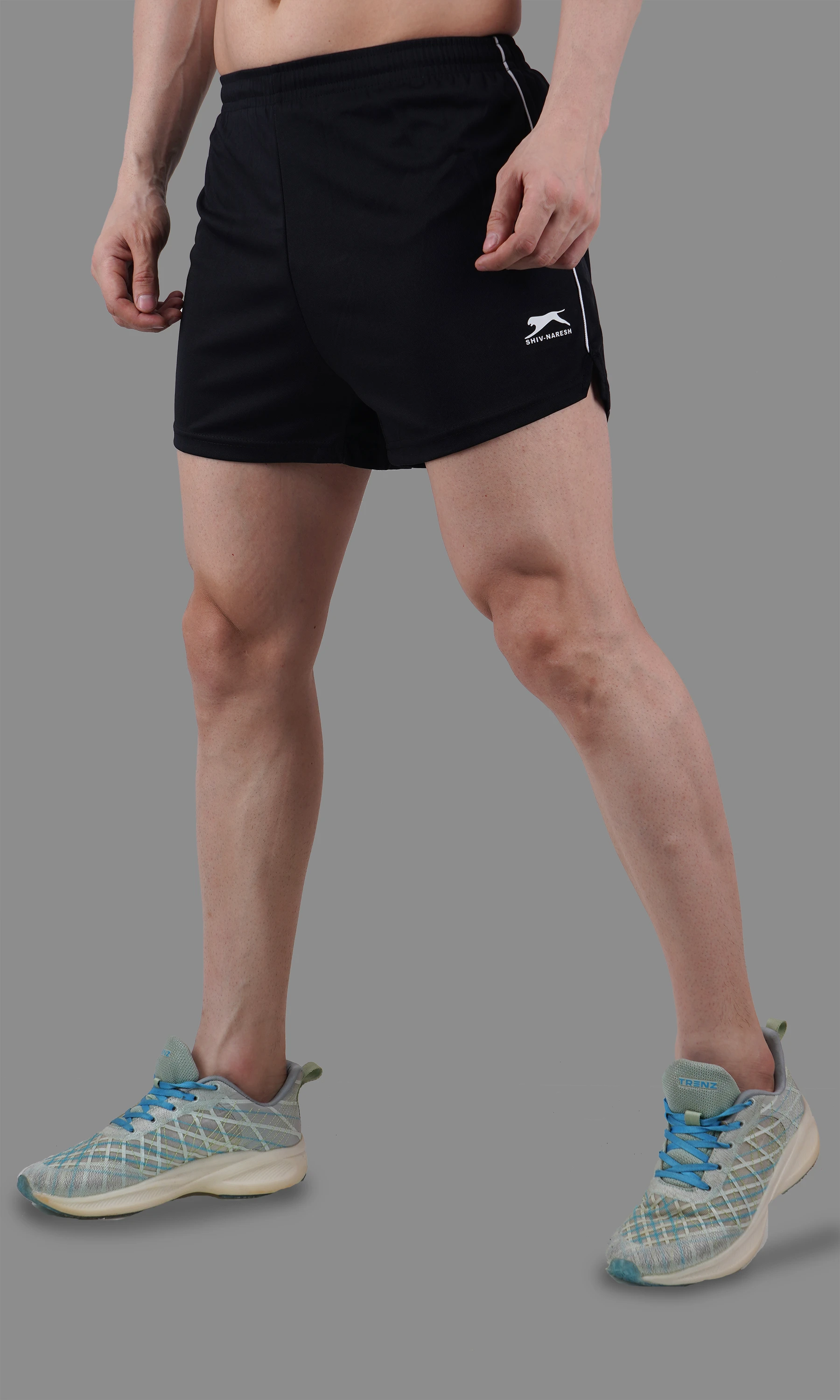 athletic shorts black white
