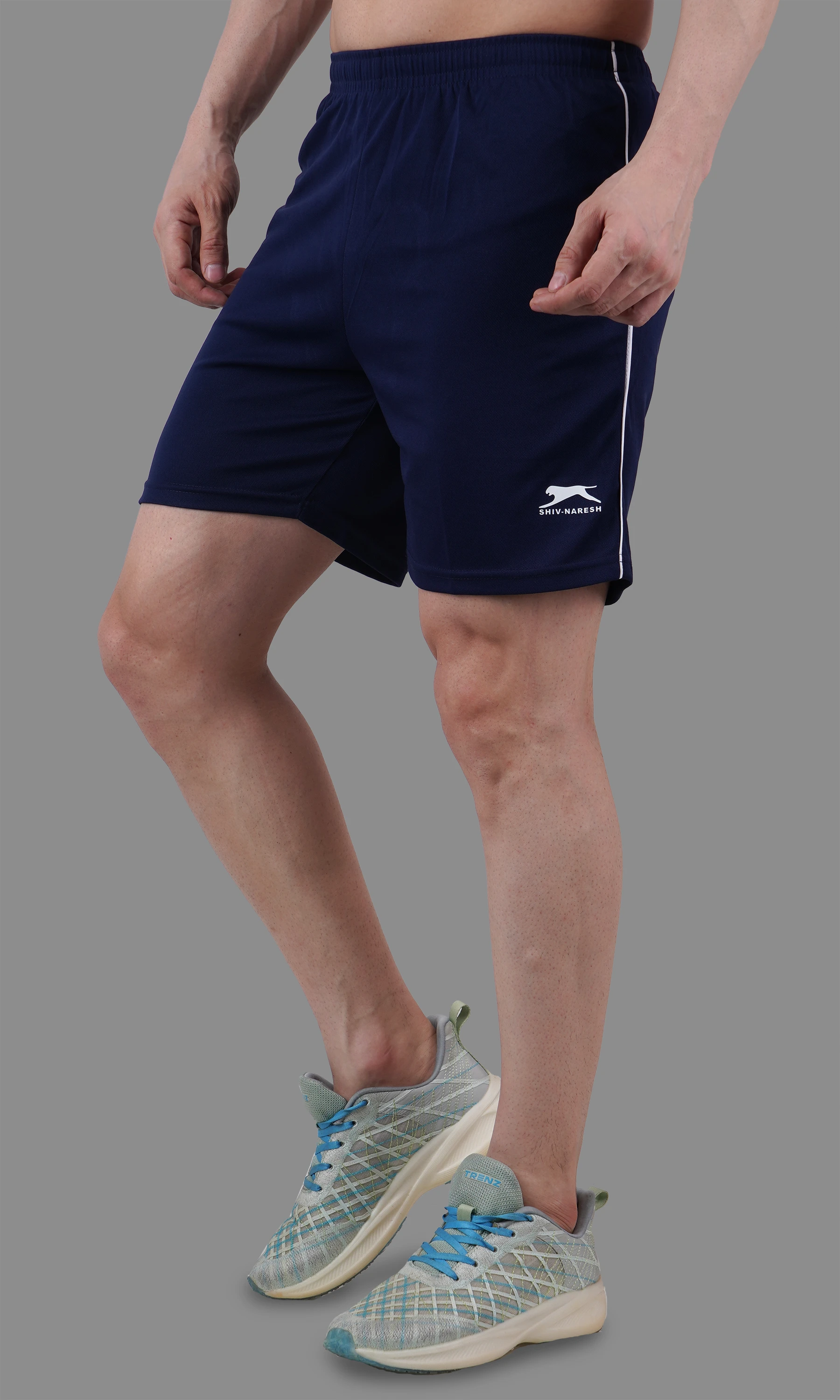 athletic shorts navy white